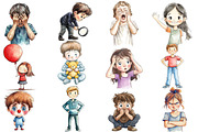 watercolor Kids Emotions Clipart, an Illustration by Designworld (Thumbnail 4 of 5)
