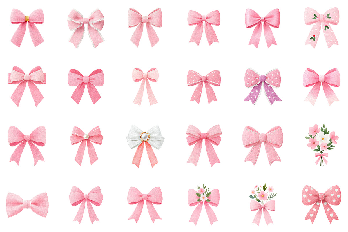Watercolor Clipart - Pink Bow - Bow, an Illustration by Sublimation Artist (Photo 2 of 6)