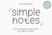 Simple Notes - Cute Handwritten Font, a Handwritten Font by SaktiAvellin (Thumbnail 1 of 7)