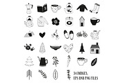 Hygge Black and White Clipart, a Seasonal Illustration by Chus Moreno Studio (Thumbnail 2 of 4)