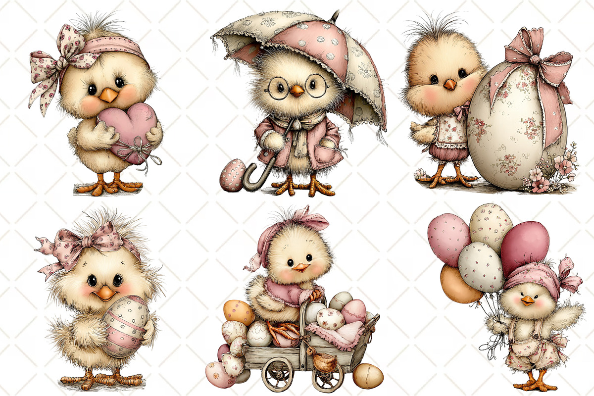 Whimsical Easter Chick Clipart, an Illustration by Black Bird Studio (Photo 2 of 6)
