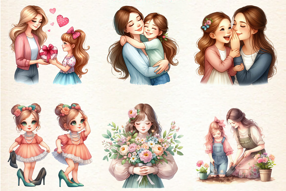 Mother's Day Girl Sublimation Clipar, an Illustration by DreamArtGraphic (Photo 3 of 4)