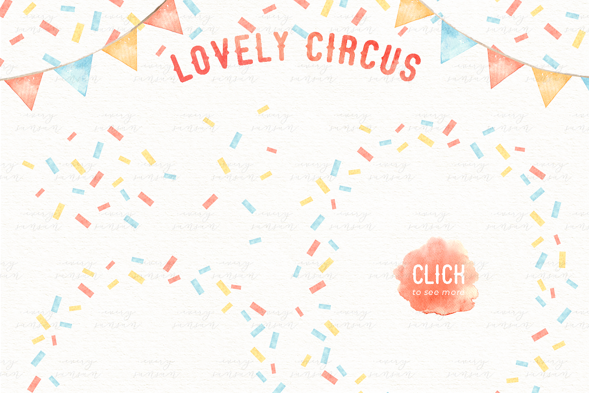 Lovely Circus Watercolor Clip Arts, an Animal Illustration by everysunsun