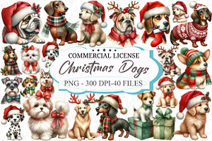 Christmas Dogs PNG Clipart Bundle, an Illustration by designcity5