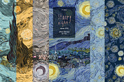Starry night seamless vector set, a Pattern Graphic by PatternsBlooming (Thumbnail 1 of 8)