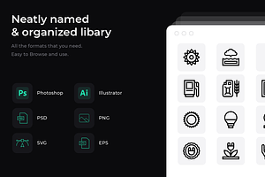 50 Sustainable energy icons, an Outline Icon by Wencory