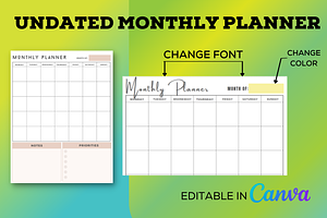 MONTHLY PLANNER CANVA TEMPLATE