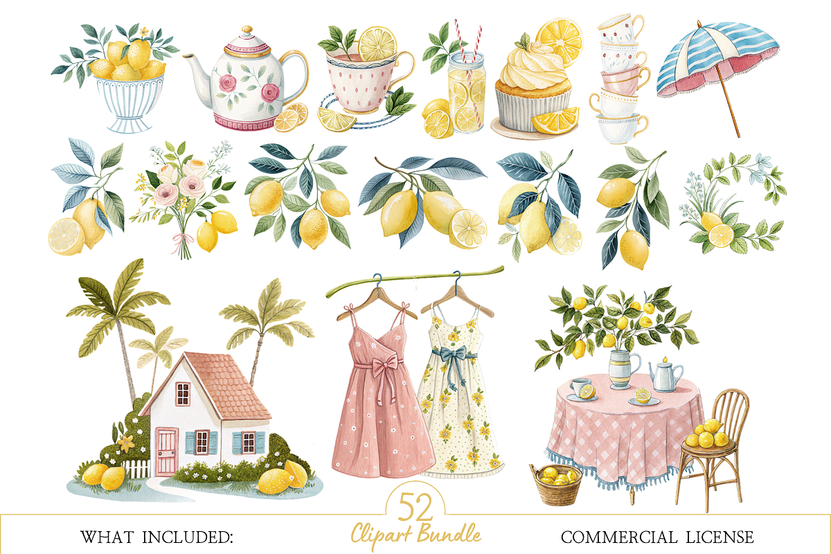 Watercolor Citrus Wedding Clipart, an Illustration by MockupWizard (Photo 3 of 7)