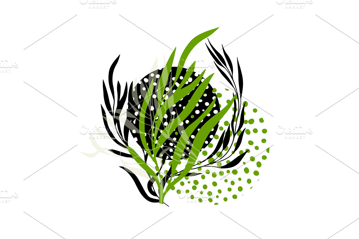 Abstract green branches with leaves, an Object Illustration by Nenahliadava Design