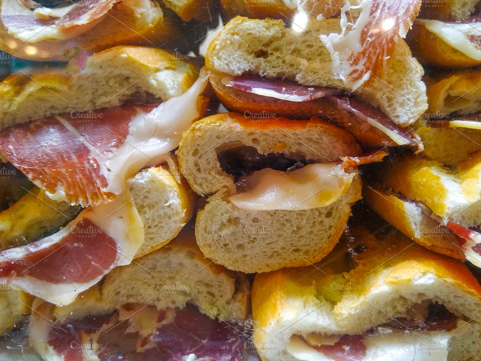 Rustic sandwiches with cured ham and cheese, a Food & Drink Photo by DanFLCreativo