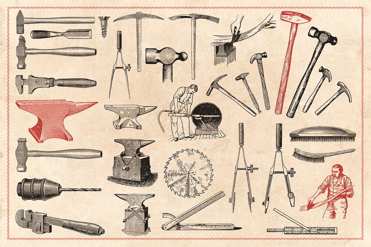 120 Vintage Tools & Craft, an Illustration by Brigantine Designs (Photo 5 of 7)