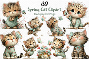 Whimsical Spring Cat Clipart Png, an Illustration by Craft Nest (Thumbnail 1 of 12)