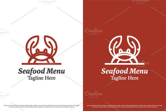 Crab seafood logo design template preview 2