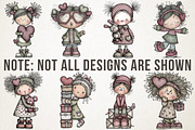 Valentine Cute Quirky Girl Clipart, an Illustration by RobertsArt (Thumbnail 2 of 7)