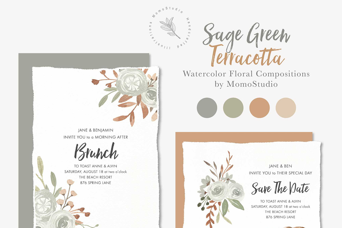 Sage Green Terracotta Botanicals, an Illustration by Momo Studio (Photo 9 of 11)