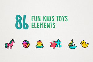 Kids Toys Icons Set