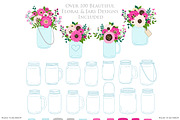 Hot Pink Wedding Mason Jar Cliparts, an Illustration by Avenie Digital (Thumbnail 2 of 2)