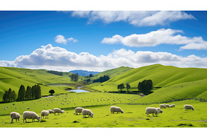 new zealand sheep farm ai generated, a Nature Photo by pikepicture