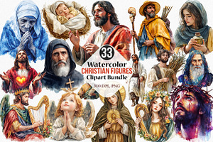 Watercolor Christian Figures Clipart, an Illustration by Canvas Craft