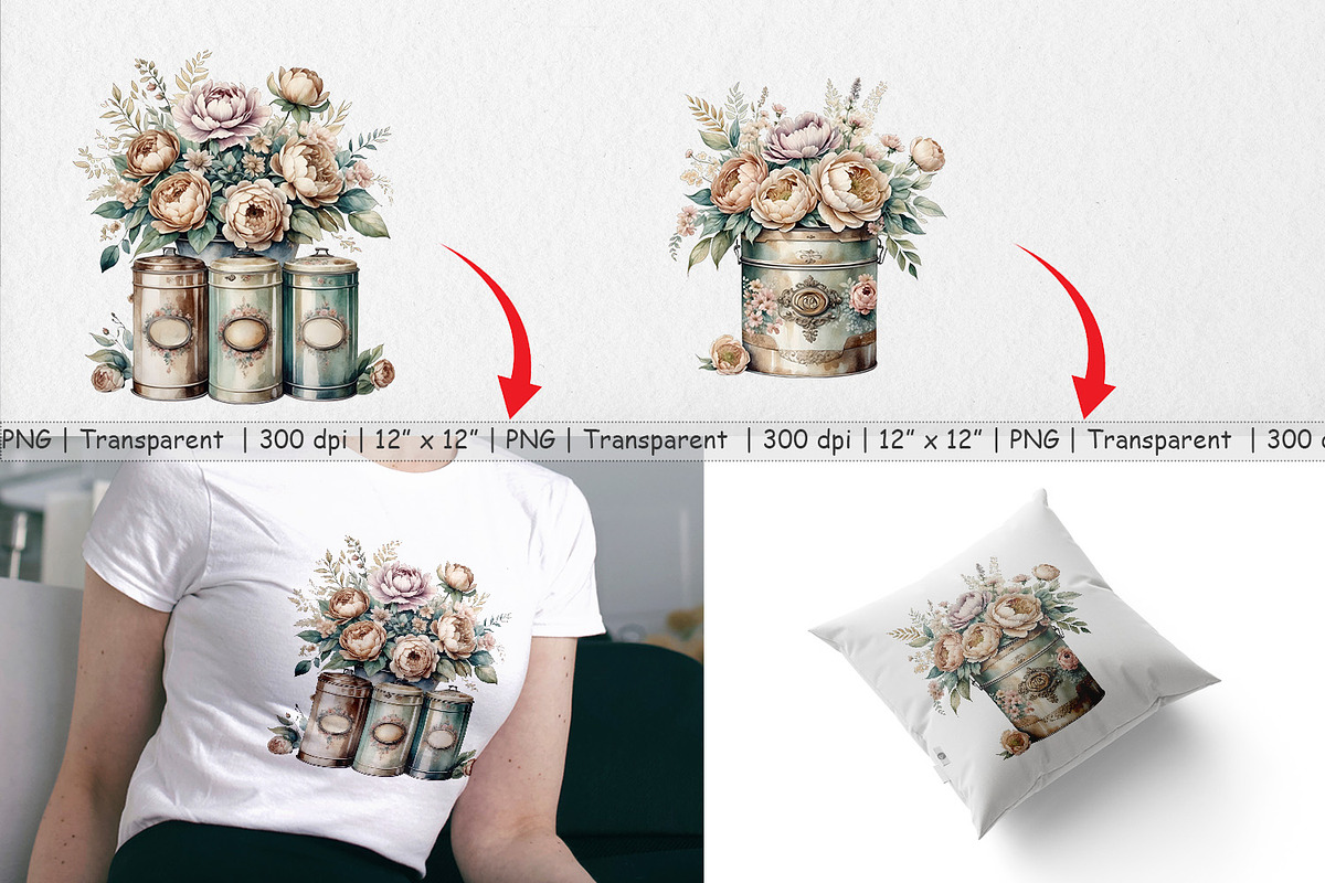 Floral Metal Tin Clipart, a Graphic by Artnoy (Photo 3 of 5)