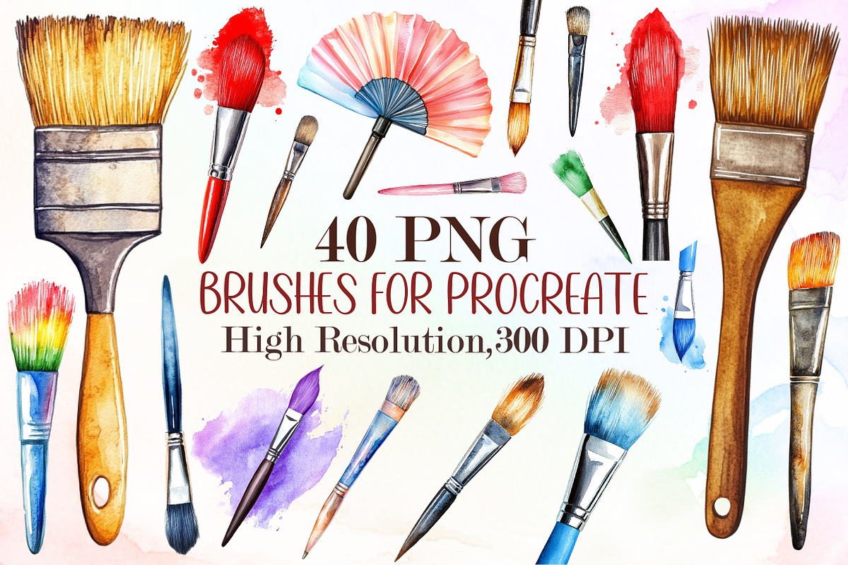 Watercolor Brushes for Procreate, an Illustration by Sublimation Artist (Photo 1 of 6)