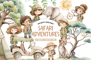 Cute Kids Safari Graphics, an Illustration by TatiMockup