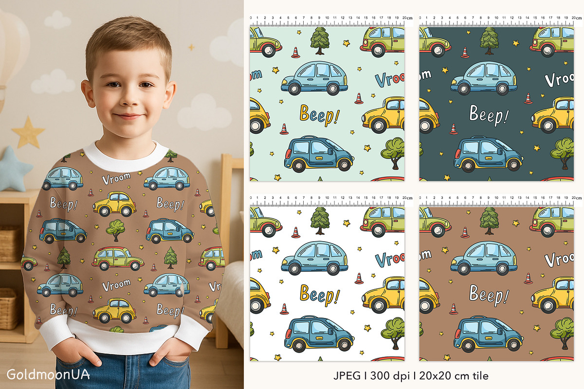 Car Vibes Patterns & Clipart, a Transportation Illustration by GoldmoonUA (Photo 2 of 5)