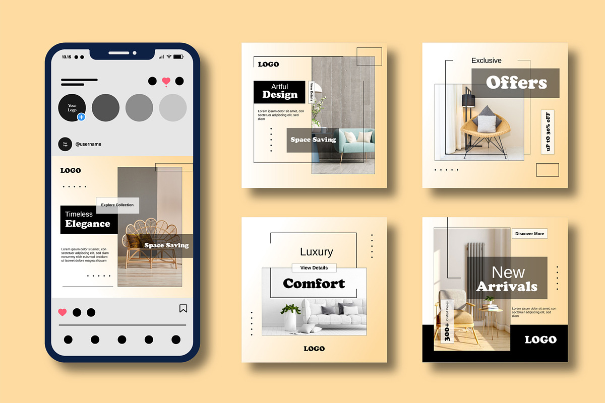 Modern Furniture Social Media Set, a Social Media Template by MightyDesign (Photo 2 of 8)
