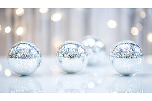 Shiny silver disco mirror balls with, a Holiday Photo by Lermont51
