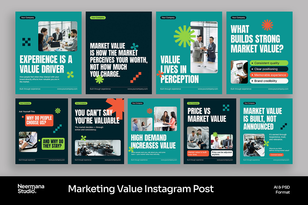 Teal Marketing Value Instagram Post, a Social Media Template by Neermana (Photo 1 of 4)