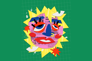 Abstract Collage Figure Illustration, an Illustration by graphicook