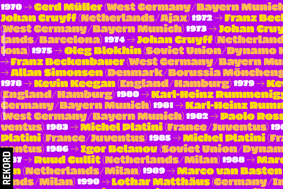 Magnesit Stencil Display Fonts, a Sans Serif Font by REKORD (Photo 12 of 14)