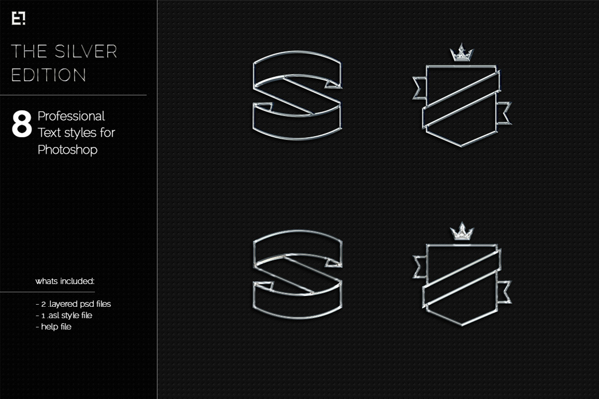 Silver Photoshop Layer Styles, a Layer Style Add-On by Egotype (Photo 4 of 4)