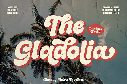 Gladolia - Chunky Groovy Font, a Serif Font by Dharmas Studio
