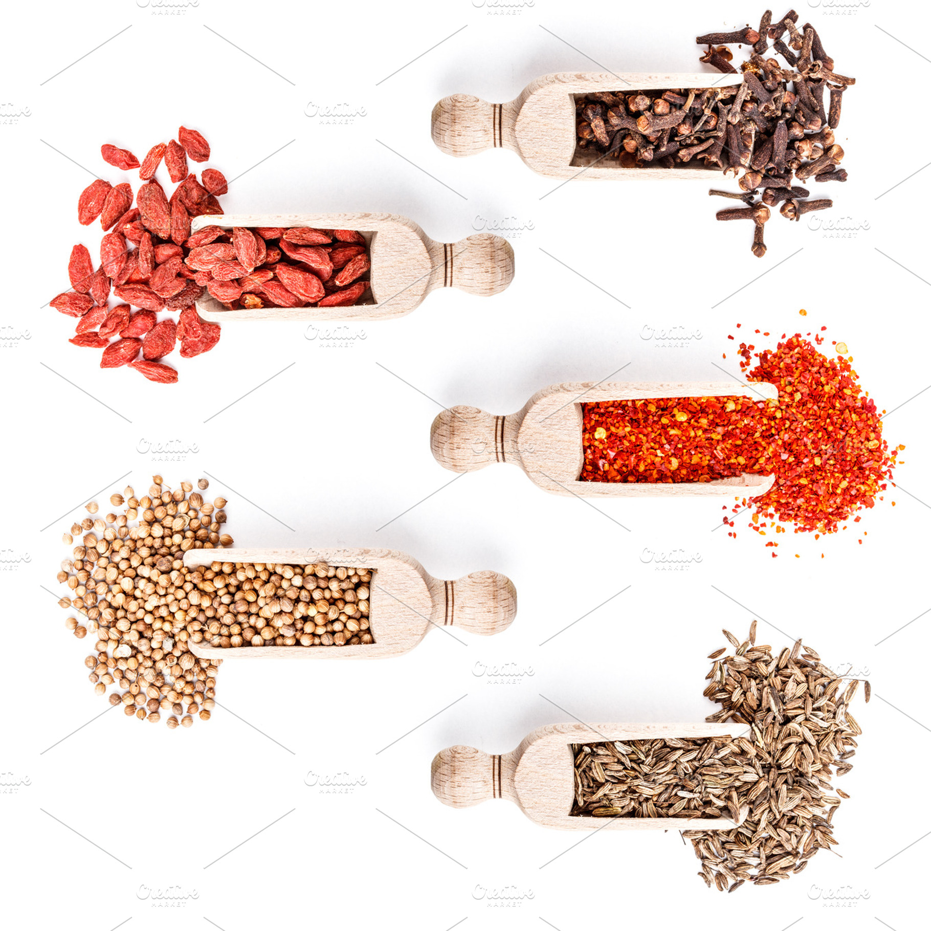 Collection of spices featuring spices, goji, and berry
