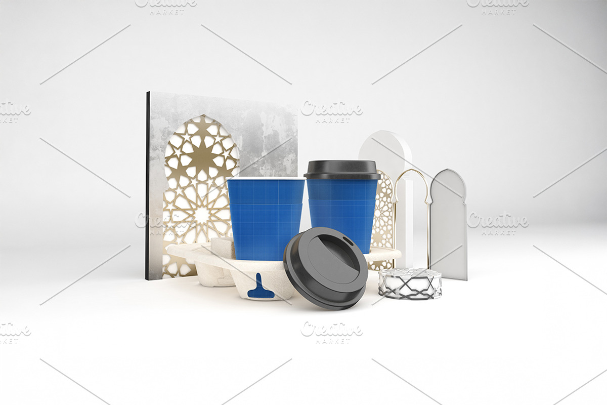 Arabic Coffee Cups Mockup, a Cups & Container Mockup by Qaleb Studio