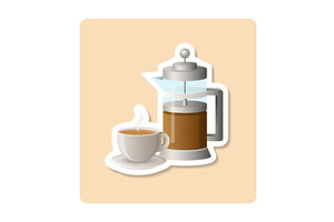 French Press Sticker Illustration