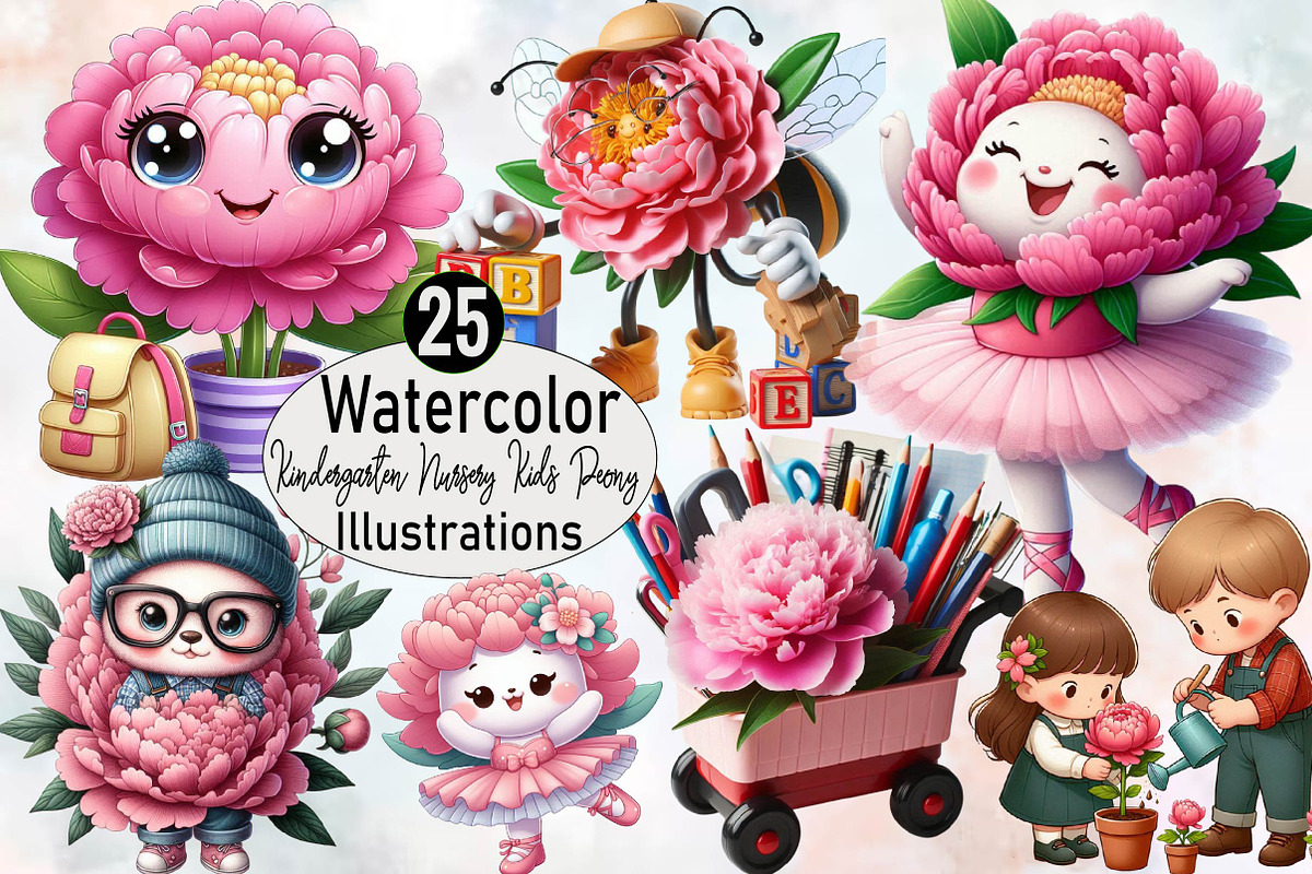 Kindergarten Nursery Kids Peony Sub, an Illustration by SVGArt (Photo 1 of 8)