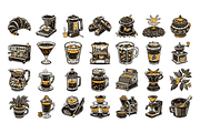 Vintage Style Coffee Shop, an Outline Icon by Vector Portal (Thumbnail 4 of 6)