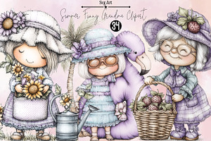 Summer Funny Grandma Clipart Bundle., an Illustration by SVGArt
