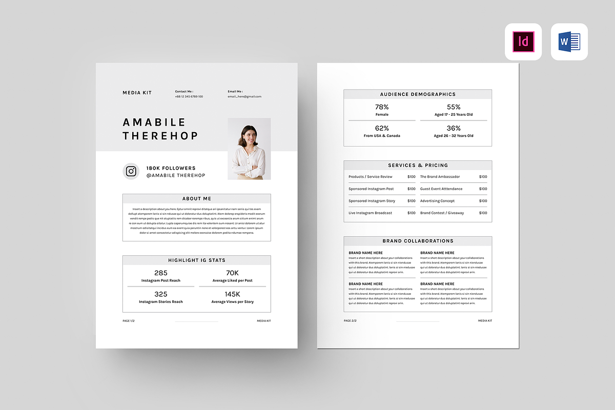 Media Kit | MS Word & Indesign, a Marketing Template by Leaflove (Photo 1 of 5)