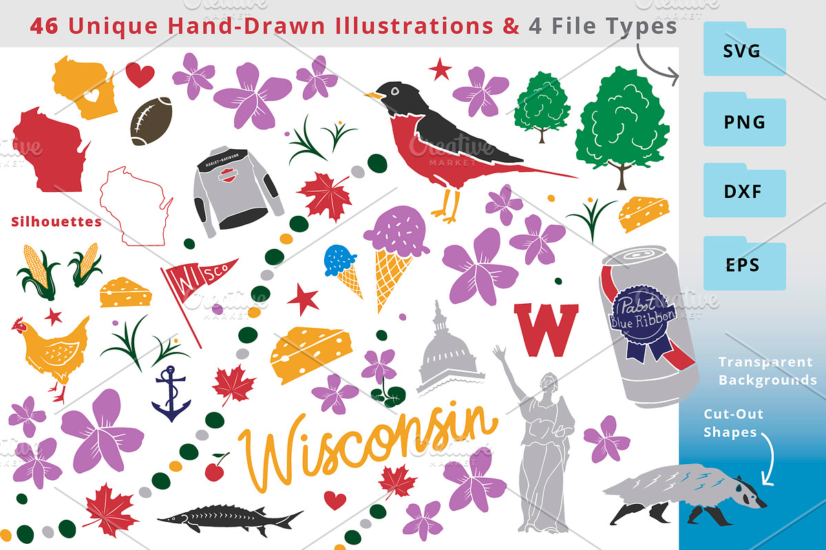 Wisconsin Illustrations Patterns Set, an Illustration by BeesDesign (Photo 3 of 7)
