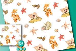 8 Sea World Seamless Patterns