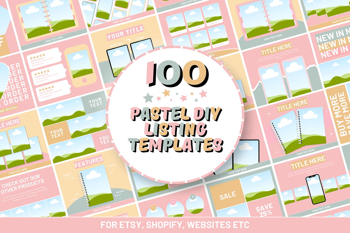 Pastel Etsy Listing Templates, a Branding & Logo Template by SunshineStudioBoutique (Photo 1 of 8)