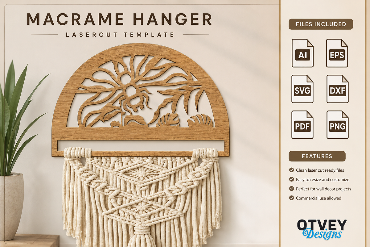 Dragonfly Macrame Hanger Lasercut, an Object Graphic by OTVEY DESIGN (Photo 10 of 13)