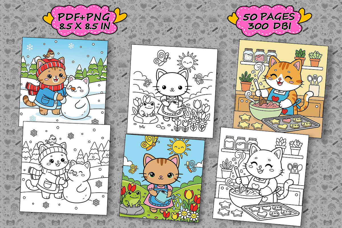 The Little Cat Coloring Book pages, an Illustration by one-touch (Photo 3 of 4)