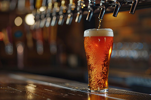 Beer tap pouring a beer in glass, a Photo by AlyaAnd