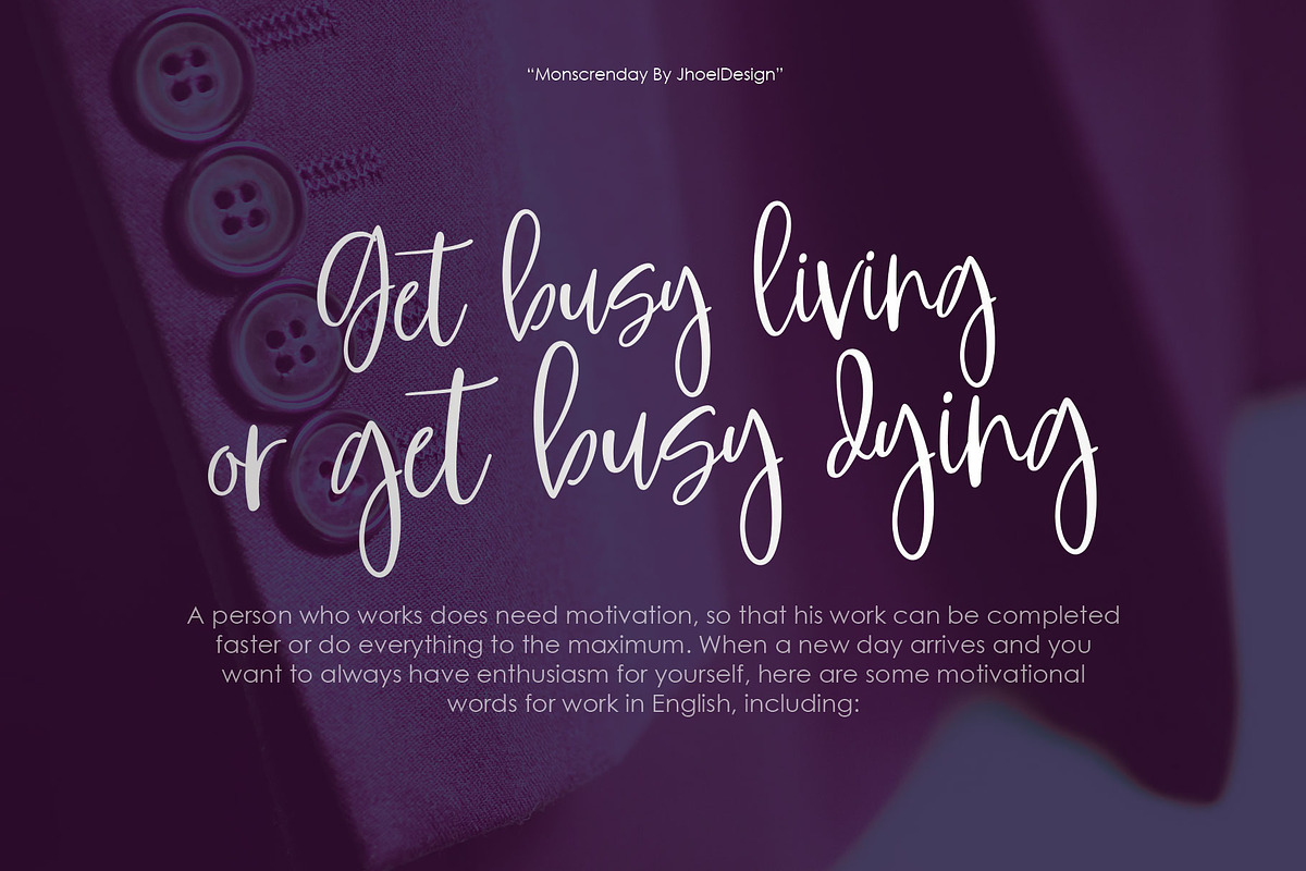 Monscrenday Script, a Script Font by Jhoel Design (Photo 4 of 6)