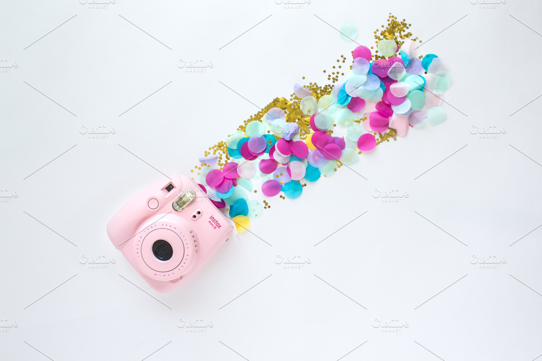 Pink camera confetti | styled stock stock photo containing styled stock photo, a Technology Photo by Photos that POP! ♡