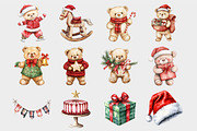 Watercolor Christmas Teddy Bear Clip, a Seasonal Illustration by Design Market (Thumbnail 4 of 5)